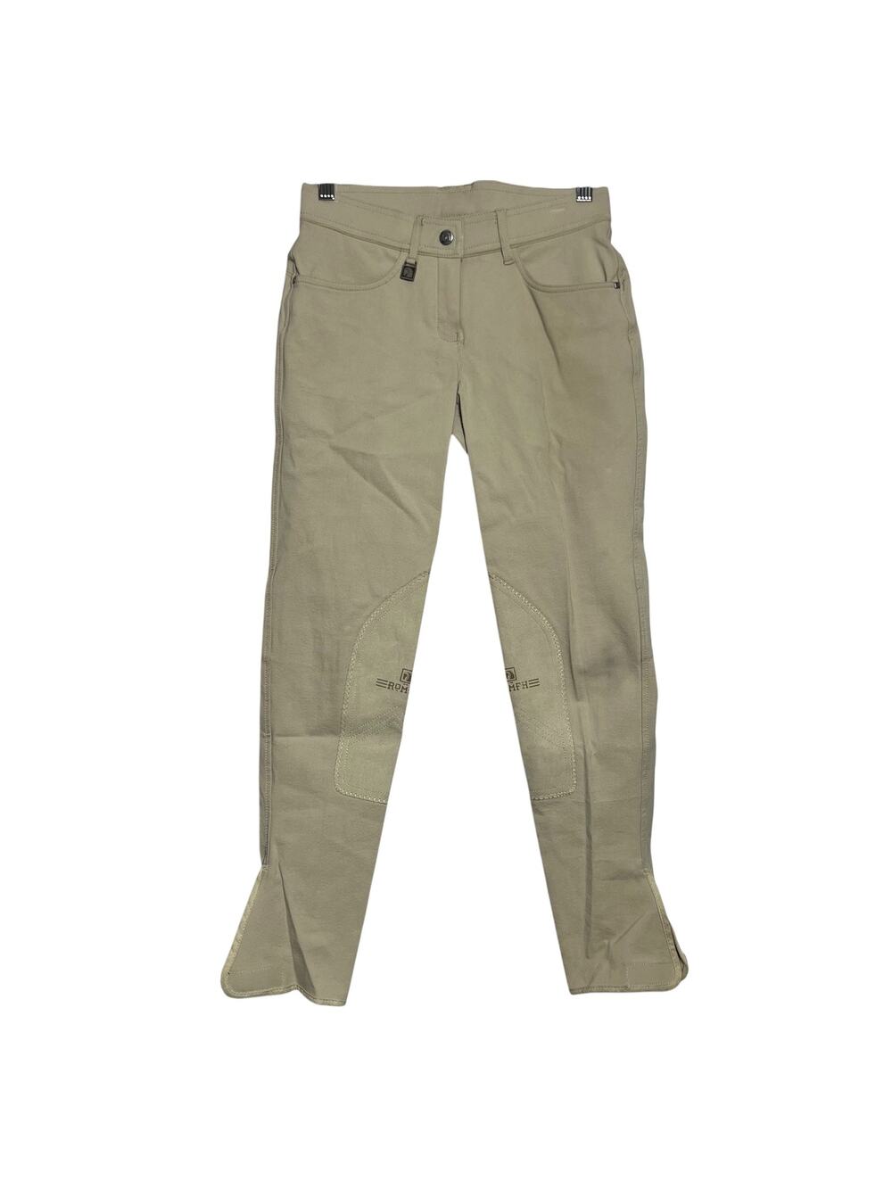 ROMFH Sarafina Riding Breeches SIZE 26R Tan Knee Patch Equestrian Stretch